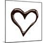 Close Up Chocolate Syrup Heart On White Background-donatas1205-Mounted Art Print