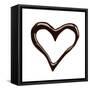 Close Up Chocolate Syrup Heart On White Background-donatas1205-Framed Stretched Canvas