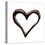 Close Up Chocolate Syrup Heart On White Background-donatas1205-Stretched Canvas
