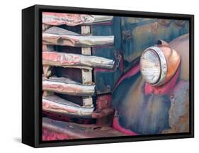 Close-up detail of an old General Motors truck in a historic ghost town.-Julie Eggers-Framed Stretched Canvas