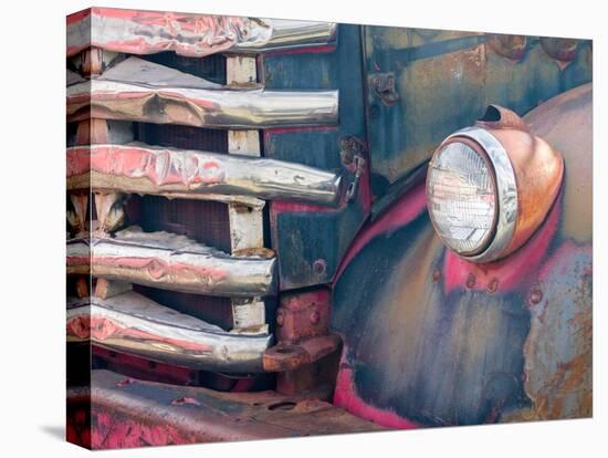 Close-up detail of an old General Motors truck in a historic ghost town.-Julie Eggers-Stretched Canvas