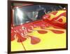 Close-up Image of a Flame Design on a Car Hood-null-Framed Photographic Print