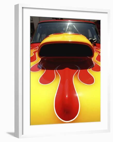 Close-up Image of a Flame Design on a Car Hood-null-Framed Photographic Print