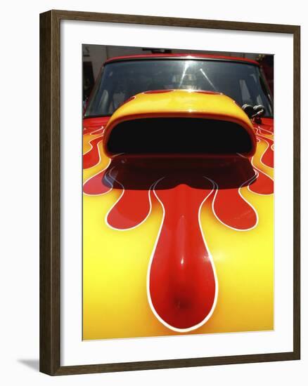 Close-up Image of a Flame Design on a Car Hood-null-Framed Photographic Print