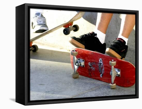 Close-up Image of Feet on Skateboards-null-Framed Stretched Canvas