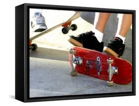 Close-up Image of Feet on Skateboards-null-Framed Stretched Canvas