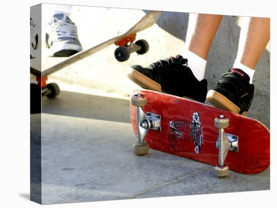 Close-up Image of Feet on Skateboards-null-Stretched Canvas