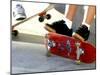 Close-up Image of Feet on Skateboards-null-Mounted Premium Photographic Print