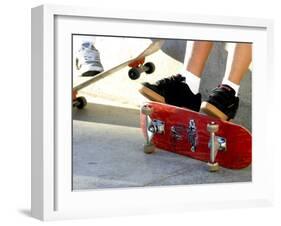 Close-up Image of Feet on Skateboards-null-Framed Photographic Print