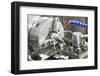 Close up Machining Tool Drill during Metal Cutting Process Boring a Hole-kadmy-Framed Photographic Print