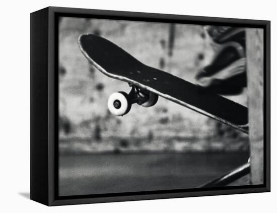 Close-up Monochromatic Image of a Skateboard-null-Framed Stretched Canvas