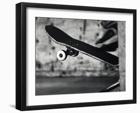 Close-up Monochromatic Image of a Skateboard-null-Framed Premium Photographic Print
