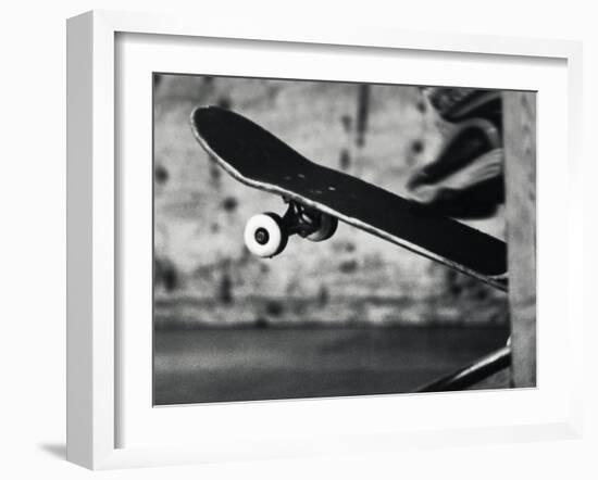 Close-up Monochromatic Image of a Skateboard-null-Framed Premium Photographic Print