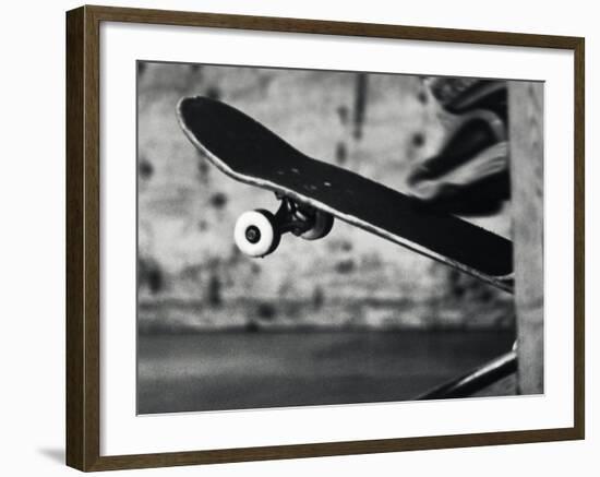 Close-up Monochromatic Image of a Skateboard-null-Framed Photographic Print