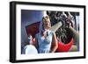 Close-Up of a 1940's Style Pin-Up Girl in Front of a Vintage F3F Biplane-null-Framed Photographic Print