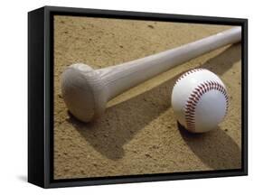 Close-up of a Baseball Bat and a Baseball-null-Framed Stretched Canvas