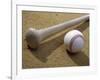 Close-up of a Baseball Bat and a Baseball-null-Framed Photographic Print