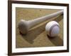 Close-up of a Baseball Bat and a Baseball-null-Framed Photographic Print