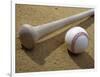 Close-up of a Baseball Bat and a Baseball-null-Framed Photographic Print