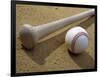 Close-up of a Baseball Bat and a Baseball-null-Framed Photographic Print