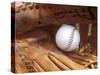 Close-up of a Baseball in a Glove-null-Stretched Canvas