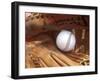 Close-up of a Baseball in a Glove-null-Framed Premium Photographic Print