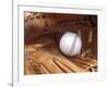 Close-up of a Baseball in a Glove-null-Framed Photographic Print