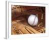 Close-up of a Baseball in a Glove-null-Framed Photographic Print