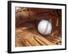 Close-up of a Baseball in a Glove-null-Framed Photographic Print