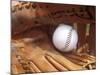 Close-up of a Baseball in a Glove-null-Mounted Photographic Print