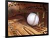 Close-up of a Baseball in a Glove-null-Framed Photographic Print