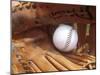Close-up of a Baseball in a Glove-null-Mounted Photographic Print