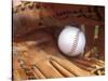 Close-up of a Baseball in a Glove-null-Stretched Canvas