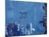 Close-up of a Blue Door with the Number Twenty Seven-null-Mounted Photographic Print