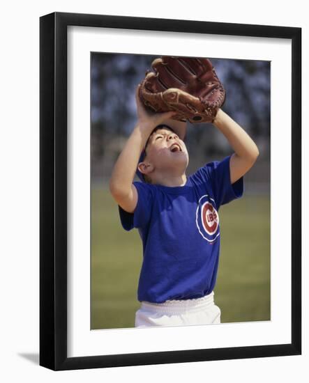 Close-up of a Boy Playing Baseball-null-Framed Photographic Print