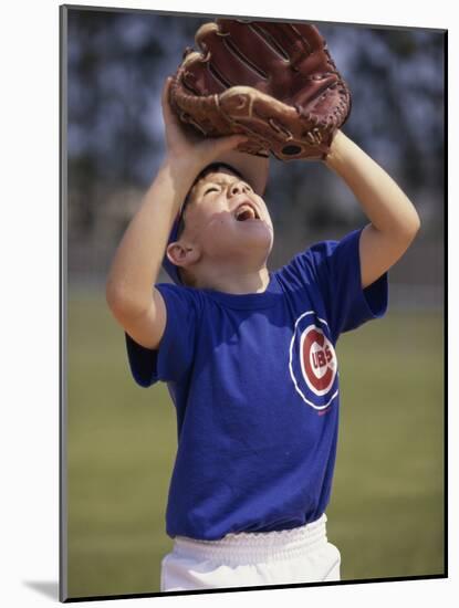 Close-up of a Boy Playing Baseball-null-Mounted Photographic Print