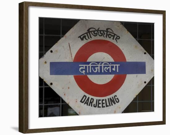 Close up of a British Style Station Sign at Train Station, Darjeeling, West Bengal State, India-Eitan Simanor-Framed Photographic Print