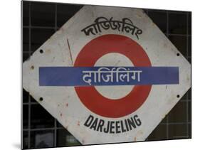 Close up of a British Style Station Sign at Train Station, Darjeeling, West Bengal State, India-Eitan Simanor-Mounted Photographic Print