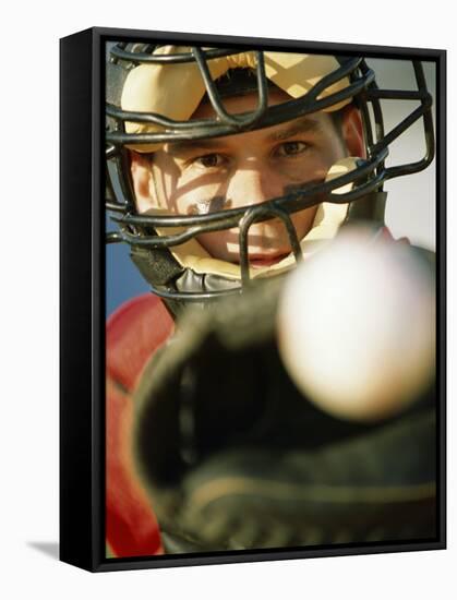 Close-up of a Catcher Catching a Baseball-null-Framed Stretched Canvas