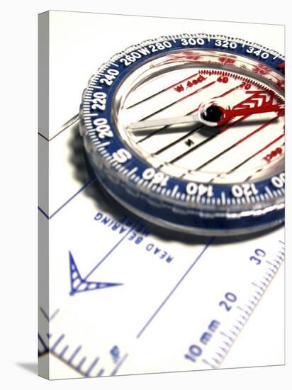 Close-up of a Compass on Paper-null-Stretched Canvas