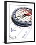 Close-up of a Compass on Paper-null-Framed Photographic Print