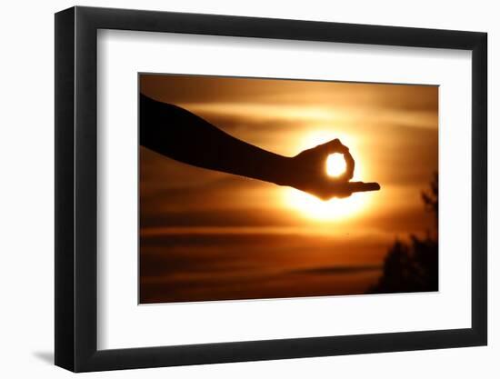 Close-up of a female hand forming a Mudra gesture used in yoga practice and meditation. France-null-Framed Photographic Print