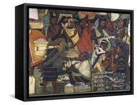 Close-Up of a Fresco, Market at Tenochtitlan, National Palace, Mexico City, Mexico-null-Framed Stretched Canvas