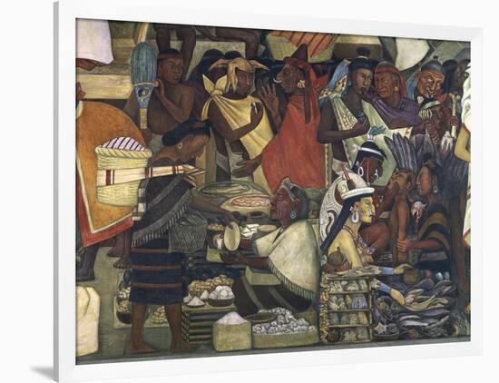 Close-Up of a Fresco, Market at Tenochtitlan, National Palace, Mexico City, Mexico-null-Framed Giclee Print