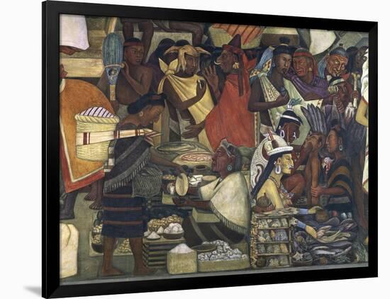 Close-Up of a Fresco, Market at Tenochtitlan, National Palace, Mexico City, Mexico-null-Framed Giclee Print