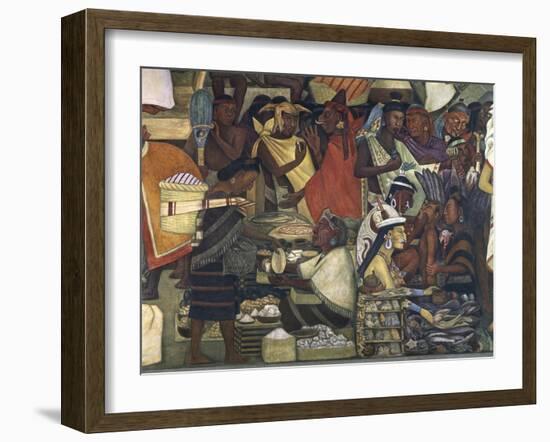 Close-Up of a Fresco, Market at Tenochtitlan, National Palace, Mexico City, Mexico-null-Framed Giclee Print