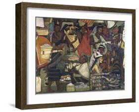 Close-Up of a Fresco, Market at Tenochtitlan, National Palace, Mexico City, Mexico-null-Framed Giclee Print