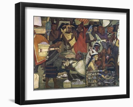 Close-Up of a Fresco, Market at Tenochtitlan, National Palace, Mexico City, Mexico-null-Framed Giclee Print