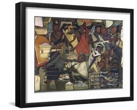 Close-Up of a Fresco, Market at Tenochtitlan, National Palace, Mexico City, Mexico-null-Framed Giclee Print