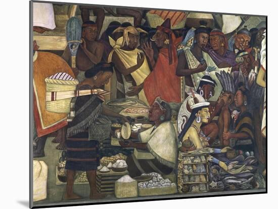 Close-Up of a Fresco, Market at Tenochtitlan, National Palace, Mexico City, Mexico-null-Mounted Giclee Print